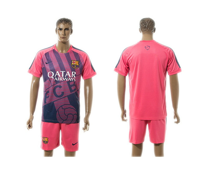 2015-2016 Barcelona Soccer Uniform Jersey Short Sleeves Pink