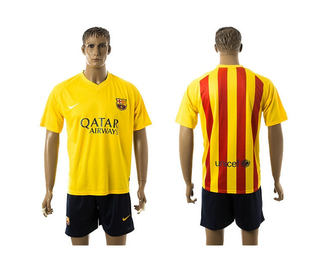 2015-2016 Barcelona Soccer Uniform Jersey Short Sleeves Yellow
