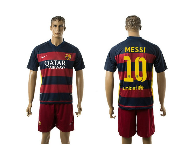 2015-2016 Barcelona Soccer Uniform Jersey Short Sleeves home Leaked Version #10 MESSI