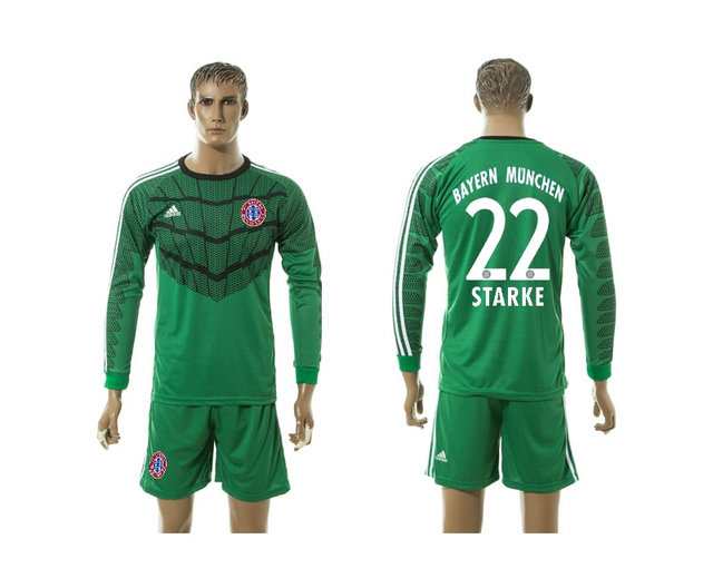 2015-2016 Bayern Munich Soccer Jersey Uniform Long Sleeves Green #22 STARKE
