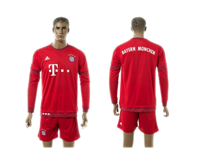 2015-2016 Bayern Munich Soccer Jersey Uniform Long Sleeves Red blank