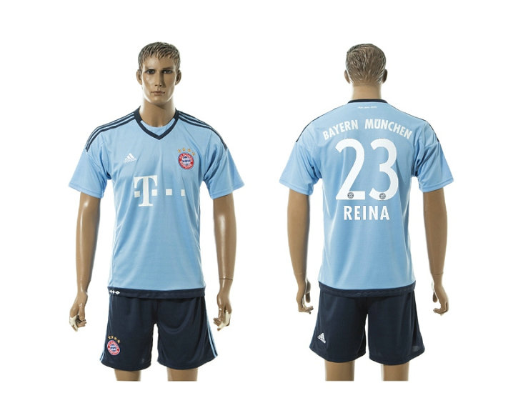 2015-2016 Bayern Munich Soccer Jersey Uniform Short Sleeves Blue #23 REINA