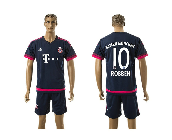 2015-2016 Bayern Munich Soccer Jersey Uniform Short Sleeves Navy Blue #10 ROBBEN