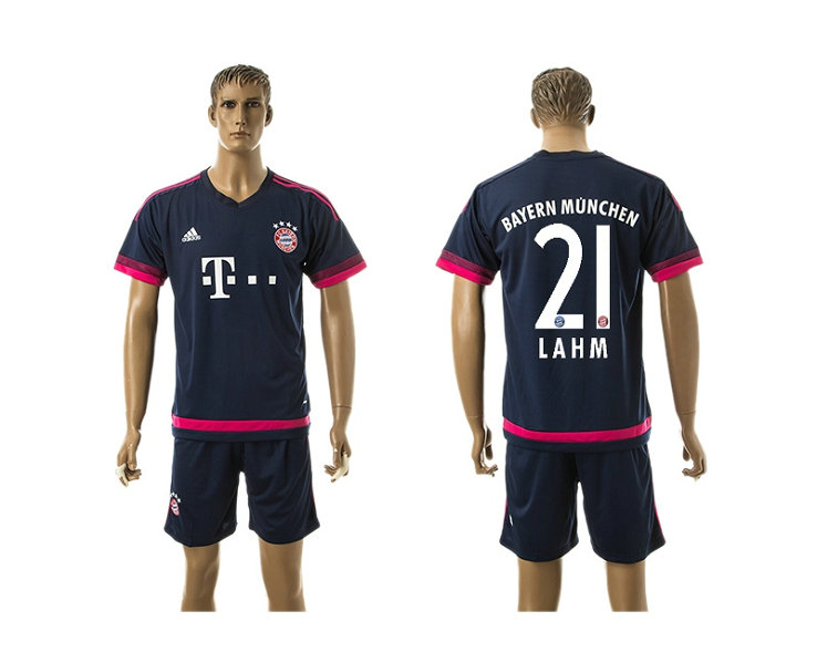 2015-2016 Bayern Munich Soccer Jersey Uniform Short Sleeves Navy Blue #21 LAHM