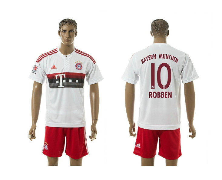 2015-2016 Bayern Munich Soccer Jersey Uniform Short Sleeves White #10 ROBBEN