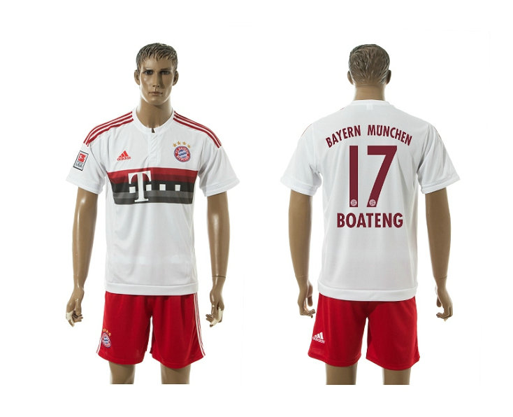 2015-2016 Bayern Munich Soccer Jersey Uniform Short Sleeves White #17 BOATENG