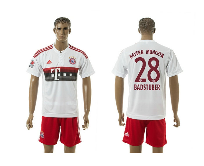2015-2016 Bayern Munich Soccer Jersey Uniform Short Sleeves White #28 BADSTUBER