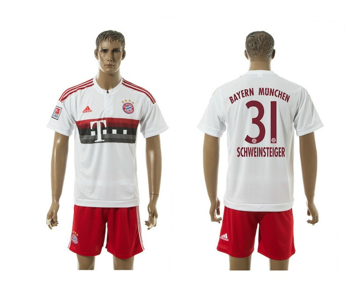 2015-2016 Bayern Munich Soccer Jersey Uniform Short Sleeves White #31 SCHWEINSTEIGER