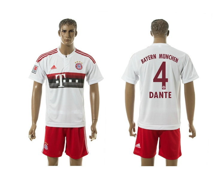 2015-2016 Bayern Munich Soccer Jersey Uniform Short Sleeves White #4 DANTE