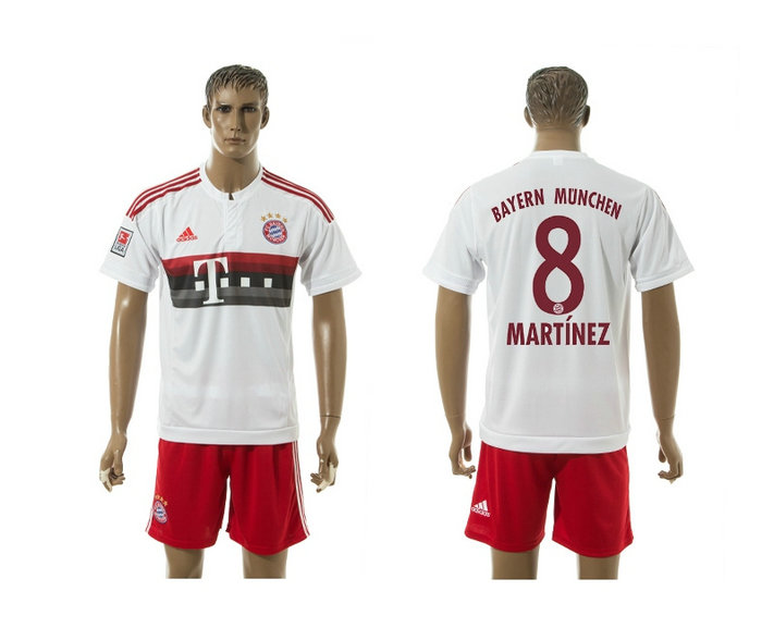 2015-2016 Bayern Munich Soccer Jersey Uniform Short Sleeves White #8 MARTINEZ