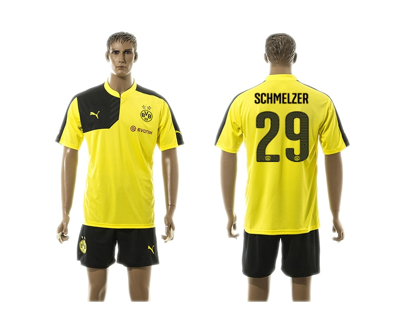 2015-2016 Borussia Dortmund Yellow Soccer Jersey Uniform #29 Schmelzer