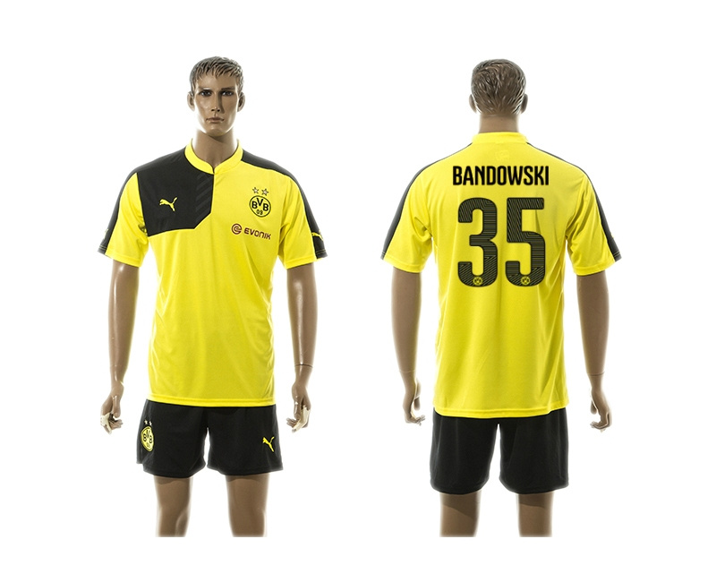 2015-2016 Borussia Dortmund Yellow Soccer Jersey Uniform #35 Bandowski