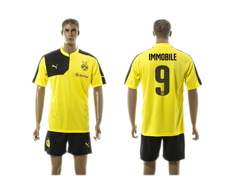 2015-2016 Borussia Dortmund Yellow Soccer Jersey Uniform #9 Immobile