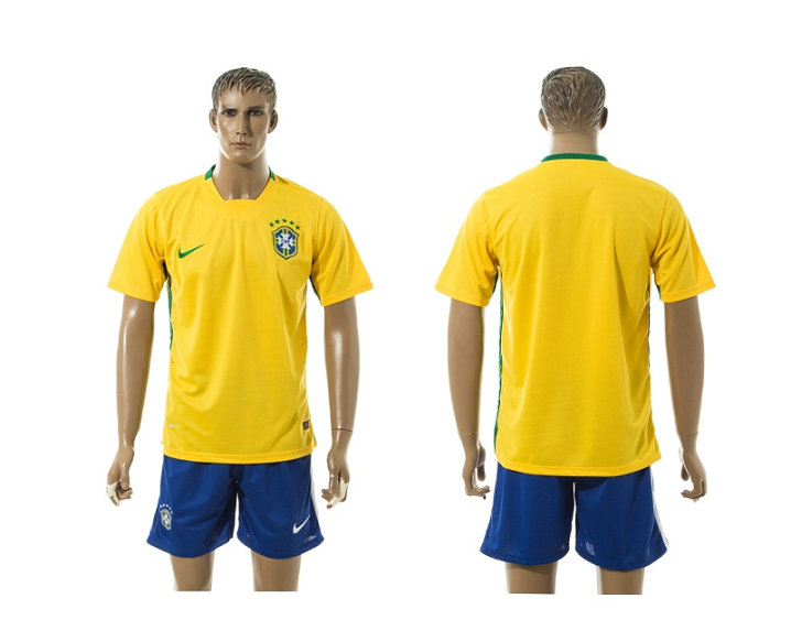 2015-2016 Brazil Soccer Jersey Uniform Short Sleeves Yellow