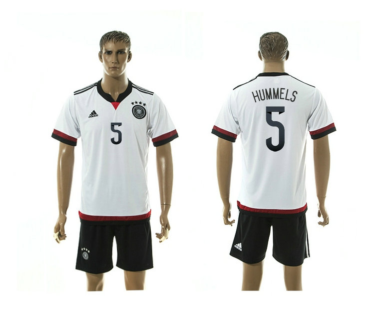 2015-2016 Germany Soccer Jersey Uniform Short Sleeves HOME White #5 HUMMELS