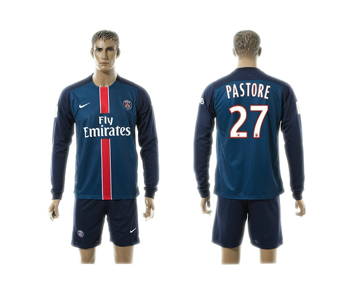 2015-2016 PSG Jersey Blue Soccer Uniform Long Sleeves #27 PASTORE
