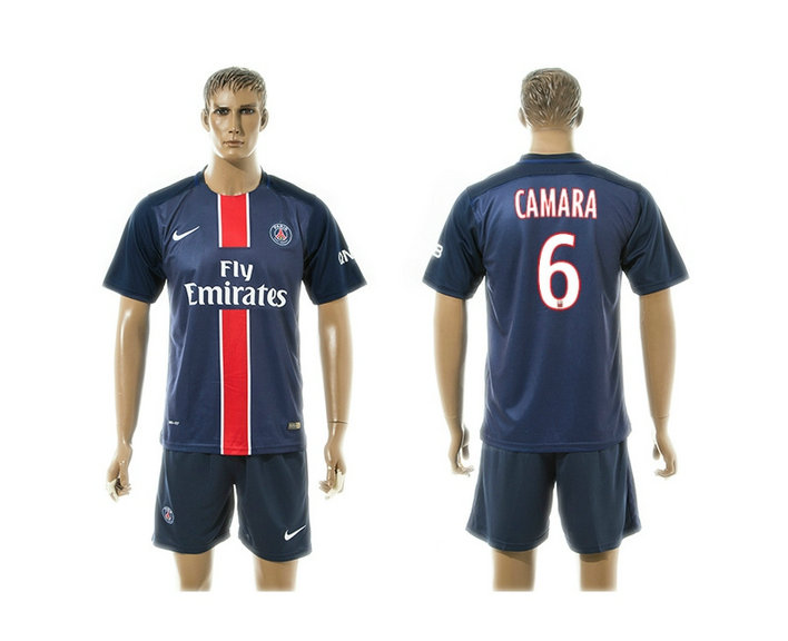 2015-2016 PSG Jersey Blue Soccer Uniform Short Sleeves #6 CAMARA