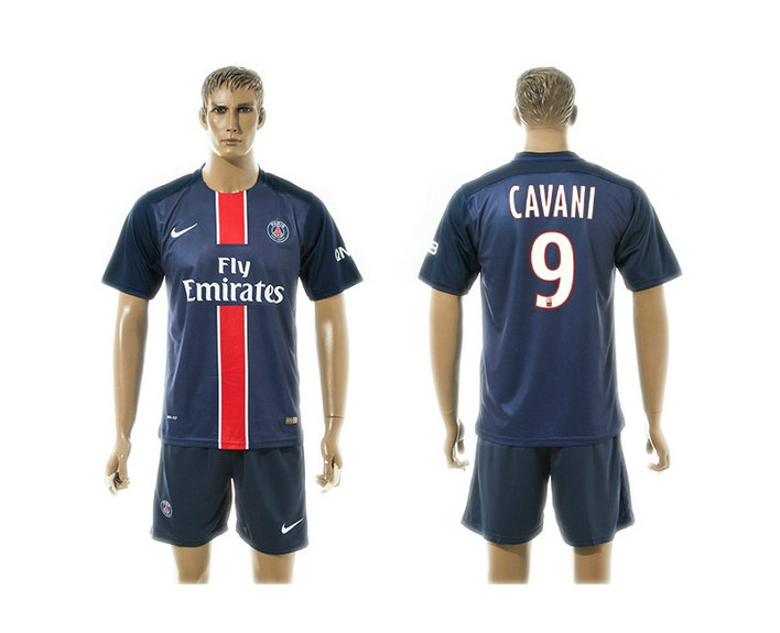 2015-2016 PSG Jersey Blue Soccer Uniform Short Sleeves #9 CAVANI