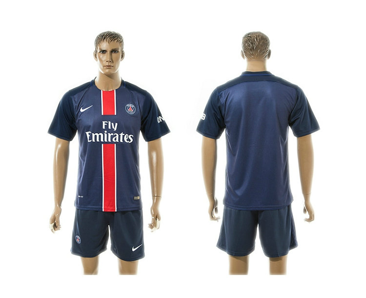 2015-2016 PSG Jersey Blue Soccer Uniform Short Sleeves BLANK