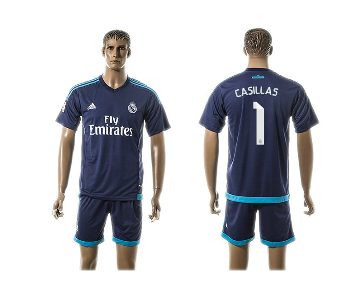 2015-2016 Real Madrid Scccer Uniform Short Sleeves Jersey Away #1 CASILLAS