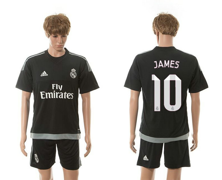 2015-2016 Real Madrid Scccer Uniform Short Sleeves Jersey Black #10 JAMES