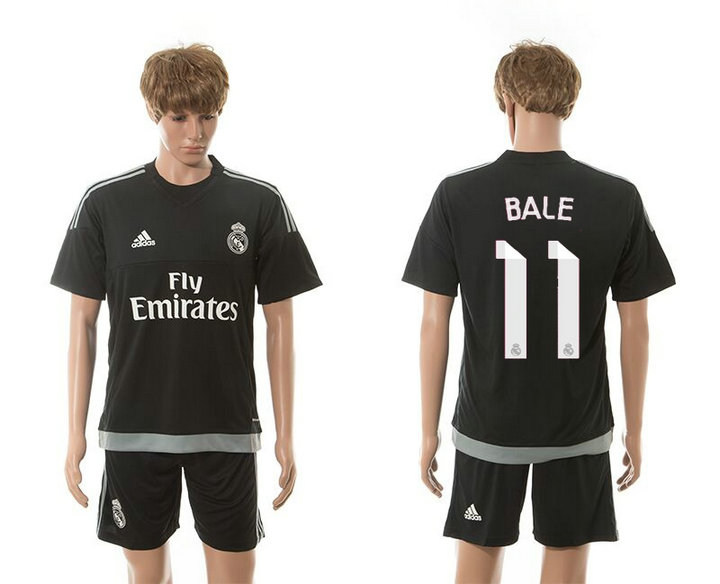 2015-2016 Real Madrid Scccer Uniform Short Sleeves Jersey Black #11 BALE