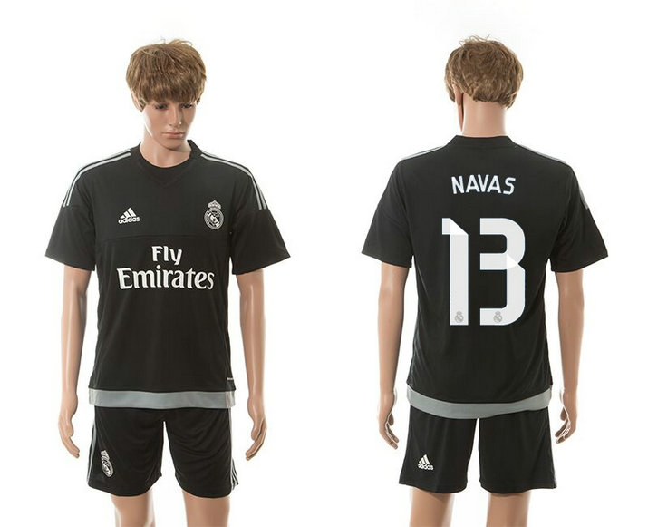 2015-2016 Real Madrid Scccer Uniform Short Sleeves Jersey Black #13 NAVAS