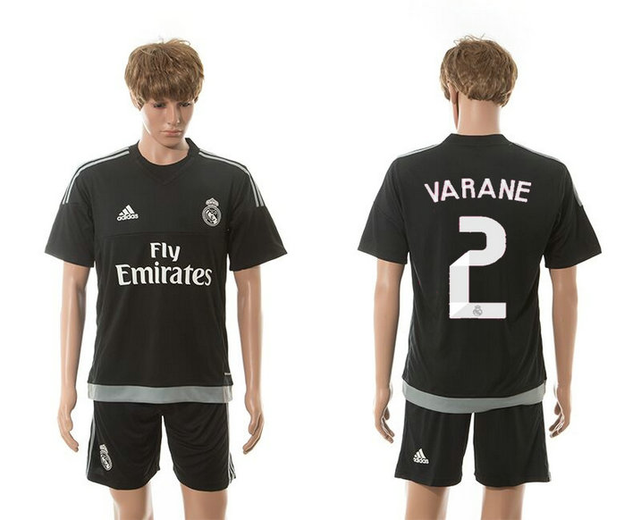 2015-2016 Real Madrid Scccer Uniform Short Sleeves Jersey Black #2 VARANE