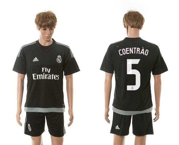 2015-2016 Real Madrid Scccer Uniform Short Sleeves Jersey Black #5 COENTRAO