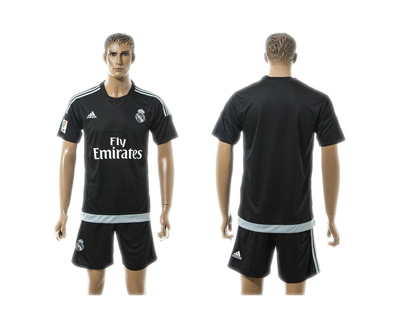2015-2016 Real Madrid Scccer Uniform Short Sleeves Jersey Black