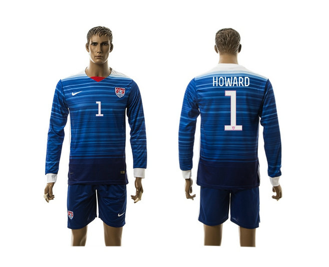 2015-2016 USA Soccer Jersey Uniform Blue Away Long Sleeves #1 HOWARD