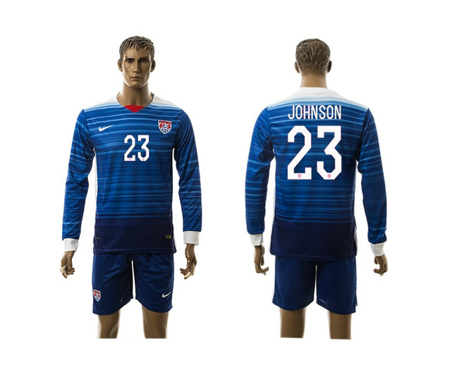 2015-2016 USA Soccer Jersey Uniform Blue Away Long Sleeves #23 JOHNSON