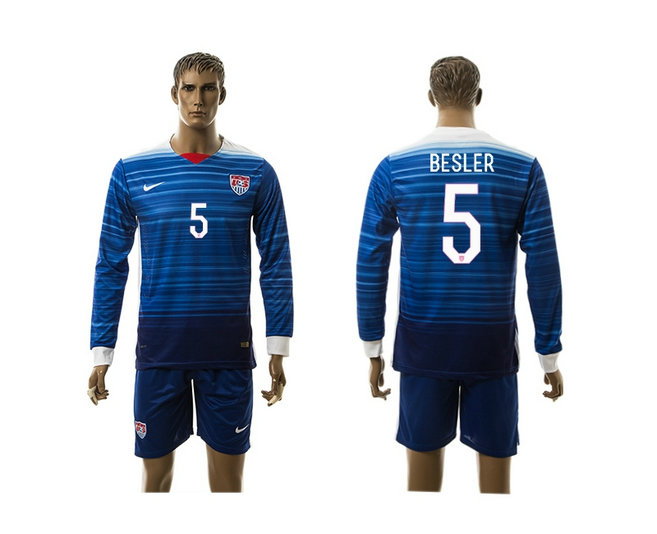 2015-2016 USA Soccer Jersey Uniform Blue Away Long Sleeves #5 BESLER