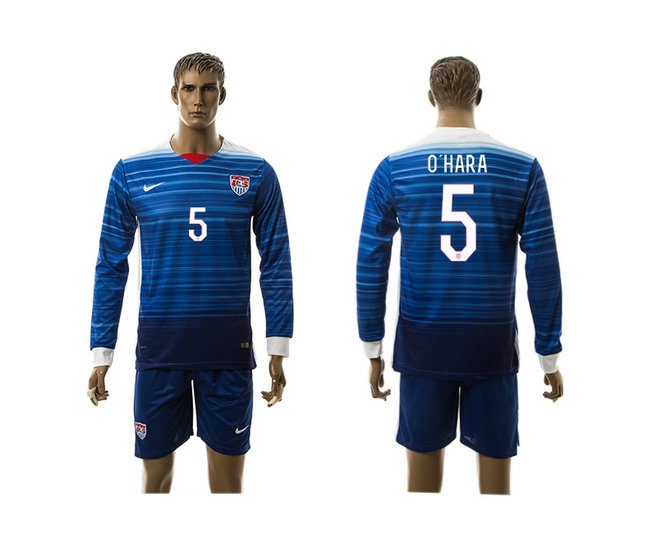 2015-2016 USA Soccer Jersey Uniform Blue Away Long Sleeves #5 O'HARA