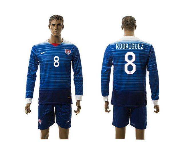 2015-2016 USA Soccer Jersey Uniform Blue Away Long Sleeves #8 RODRIGUEZ