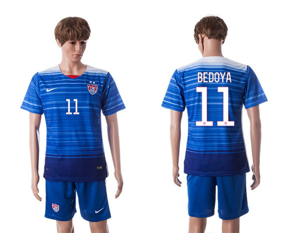 2015-2016 USA Soccer Jersey Uniform Blue Away Short Sleeves #11 BEDOYA