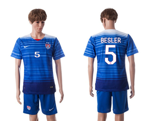 2015-2016 USA Soccer Jersey Uniform Blue Away Short Sleeves #5 BESLER