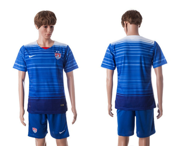 2015-2016 USA Soccer Jersey Uniform Blue Away Short Sleeves Blank