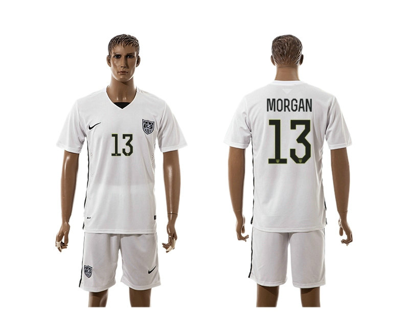 2015-2016 USA Soccer Jersey Uniform White Short Sleeves #13 MORGAN