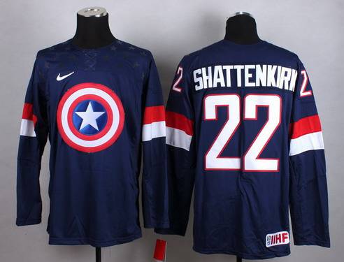 2015 Men's Team USA #22 Kevin Shattenkirk Captain America Fashion Navy Blue Jersey