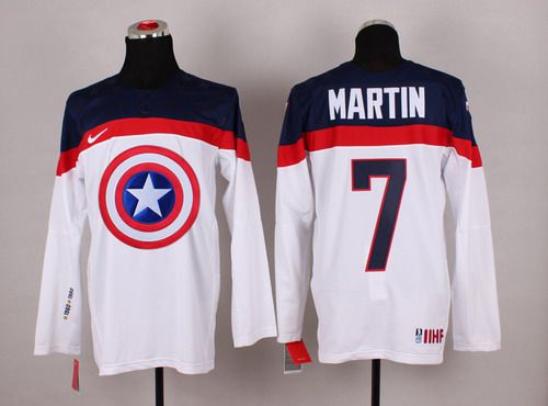 2015 Men's Team USA #7 Paul Martin Captain America Fashion White Jersey
