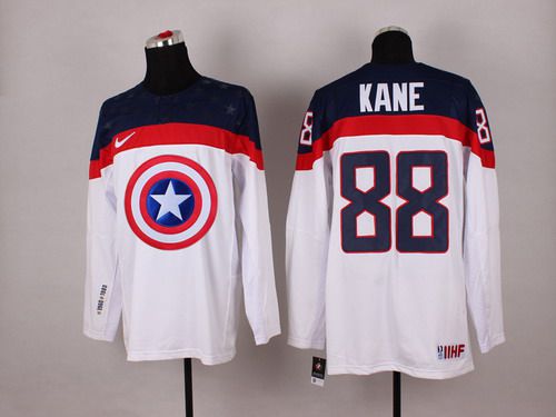 2015 Men's Team USA #88 Patrick Kane Captain America Fashion White Jersey
