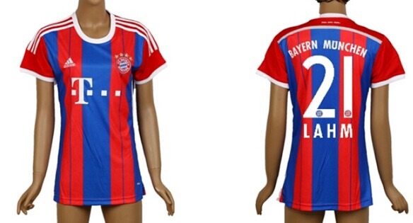 2014/15 Bayern Munchen #21 Lahm Home Soccer AAA+ T-Shirt_Womens