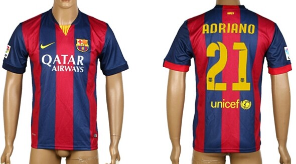 2014/15 FC Bacelona #21 Adriano Home Soccer AAA+ T-Shirt