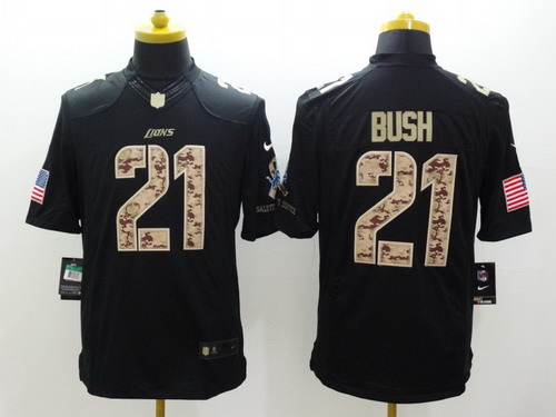 Nike Detroit Lions #21 Reggie Bush Salute to Service Black Limited Jersey