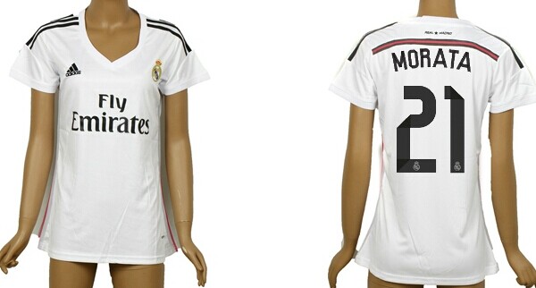 2014/15 Real Madrid #21 Morata Home Soccer AAA+ T-Shirt_Womens