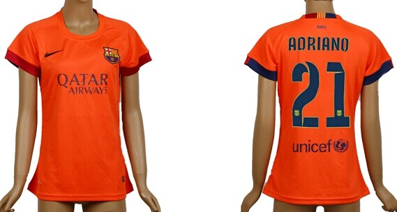2014/15 FC Bacelona #21 Adriano Away Soccer AAA+ T-Shirt_Womens