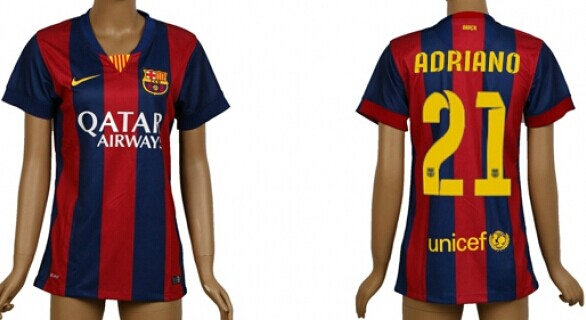 2014/15 FC Bacelona #21 Adriano Home Soccer AAA+ T-Shirt_Womens