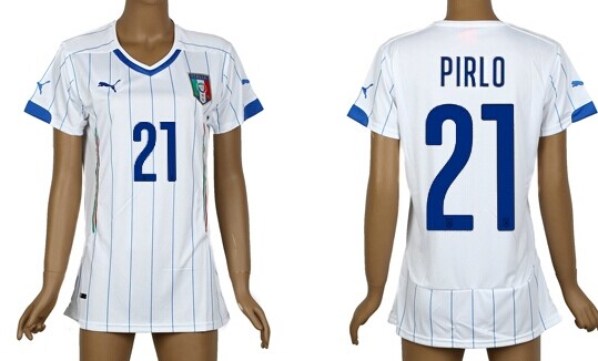 2014 World Cup Italy #21 Pirlo Away Soccer AAA+ T-Shirt_Womens