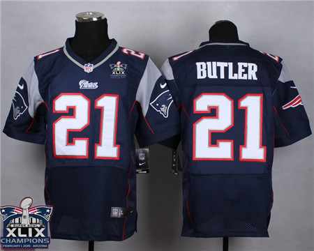 Nike New England Patriots #21 Malcolm Butler 2015 Super Bowl XLIX Championship Blue Elite Jersey